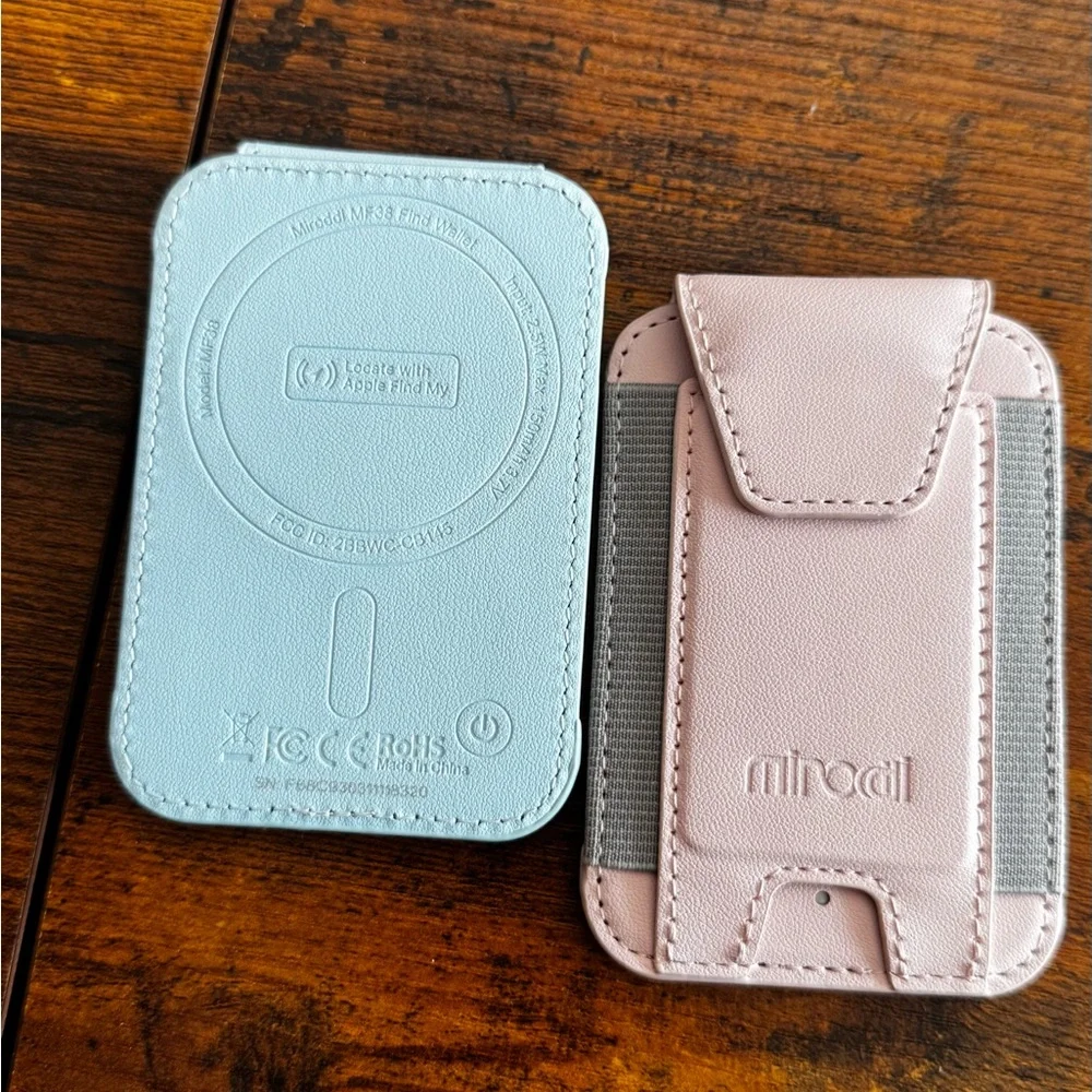 Leather Phone Card Holder - Blue and Pink